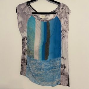 Deletta Ocean Pattern Short Sleeve Shirt